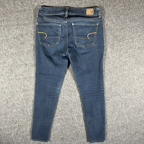 American Eagle Hi Rise Jegging Jeans Size 2 Womens Distressed Blue Stretch Denim - Picture 8 of 8